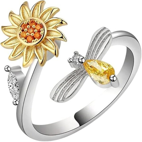 Spinning Bee & Sunflower Ring